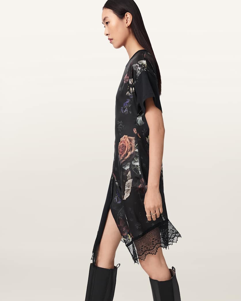 Lana Lace Floral Mini Dress HAZE BLACK | ALLSAINTS